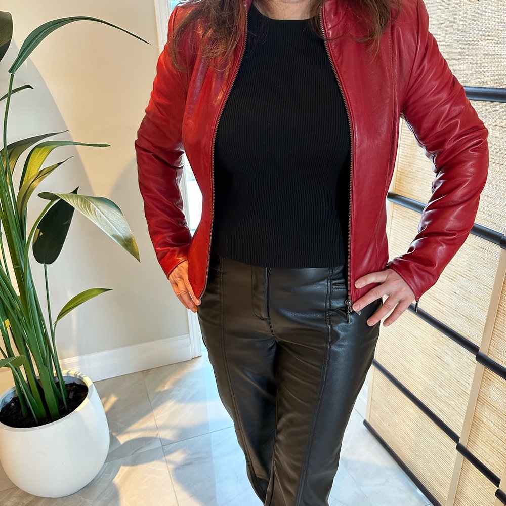 Danier Red Moto Leather Jacket 🔥 - Picture 2 of 13
